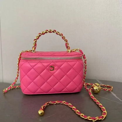 Channeled Bag Women designer makeup bag High Quality Sheepskin Diamond Lattice Handle Vanity Box Tote Bags Crossbody Shoulder Co