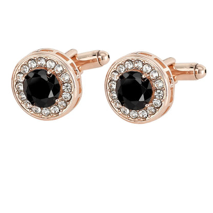 Men Luxury Vintage Metal Cufflinks Zircon Cuffs French Square Buckle Shirt Crystal Copper Cuffs