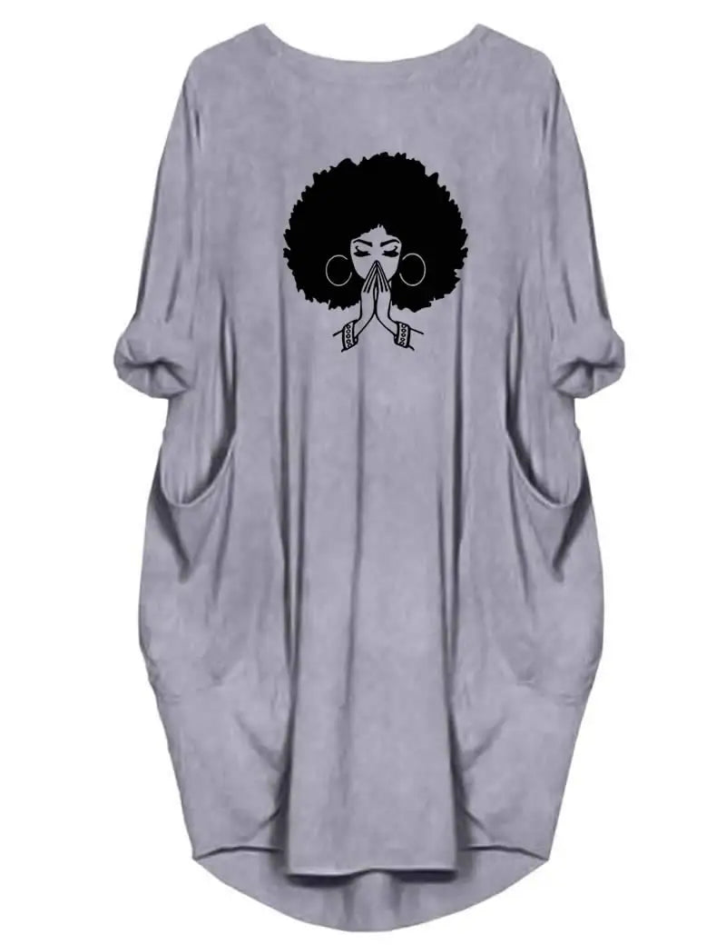 Plus Size Women Short Sleeve O-Neck Loose Casual Dresses  High Street Unisex style Double Pockets Oversize Loose Outerwear Top