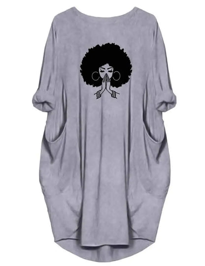 Plus Size Women Short Sleeve O-Neck Loose Casual Dresses  High Street Unisex style Double Pockets Oversize Loose Outerwear Top