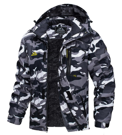Men's Water-Resistant Ski Jacket Winter Fleece Lined Snow Coat Warm Windproof Outdoor Jacket