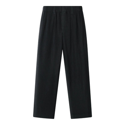 Miyake Pleated Men Pants Casual Loose Wide Leg Draped Trousers Business Casual Daily Wear