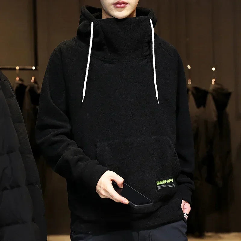 2026 Men's Thick Polar Fleece Sweatshirt Paired Couple Y2k Streetwear Autumn Winter Hood Sports Black Windproof Oversized Hoodie