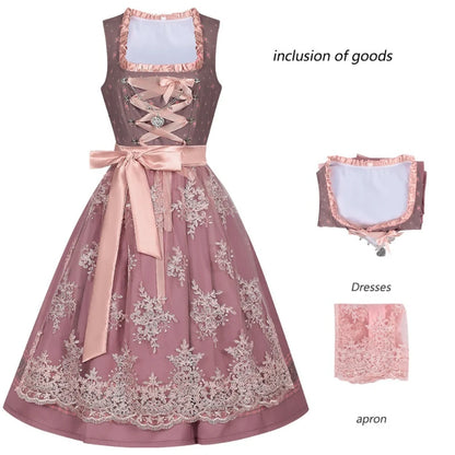 2026 Eur-USA Beer Festival Beer Dress for Women, Traditional German Bavarian Costume Women's Skirts,Halloween Lace Apron Outfit