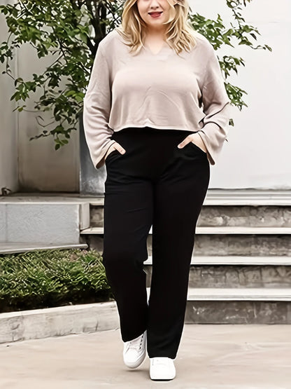 Summer new women's plus size knitted fabric business formal fashion style pants