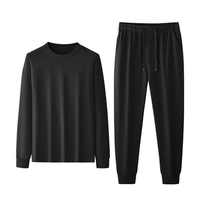 Men's Solid Color Pajama Set Soft Cotton Loose Fit Street Ready Comfortable Loungewear Pajamas