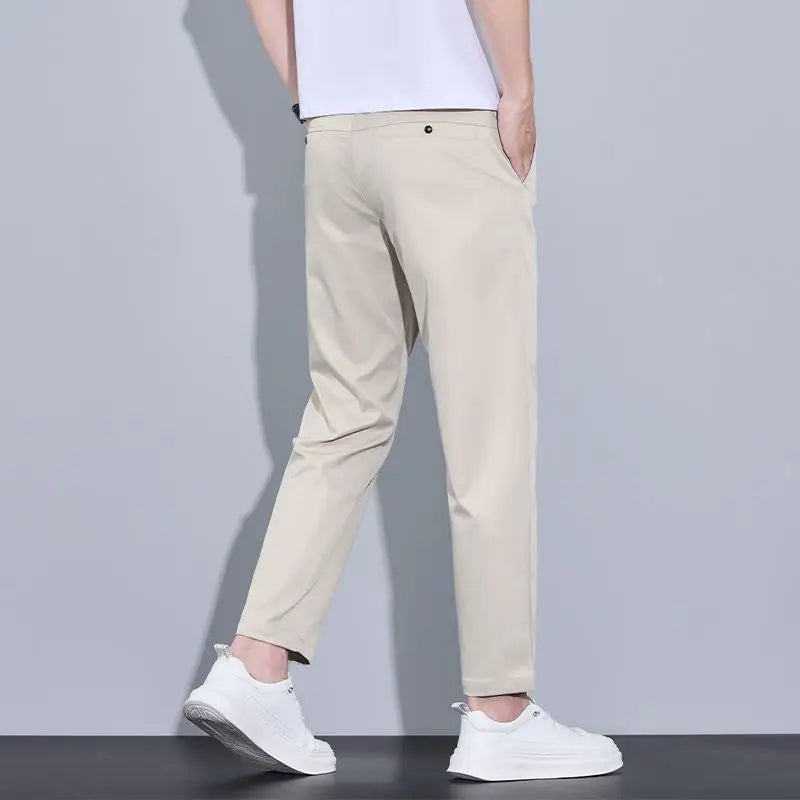 2026 New Spring Summer Ankle-Length Pants Men Straight Fit Fashion Thin Brand Clothing Solid Color Casual Trousers Male 28-38
