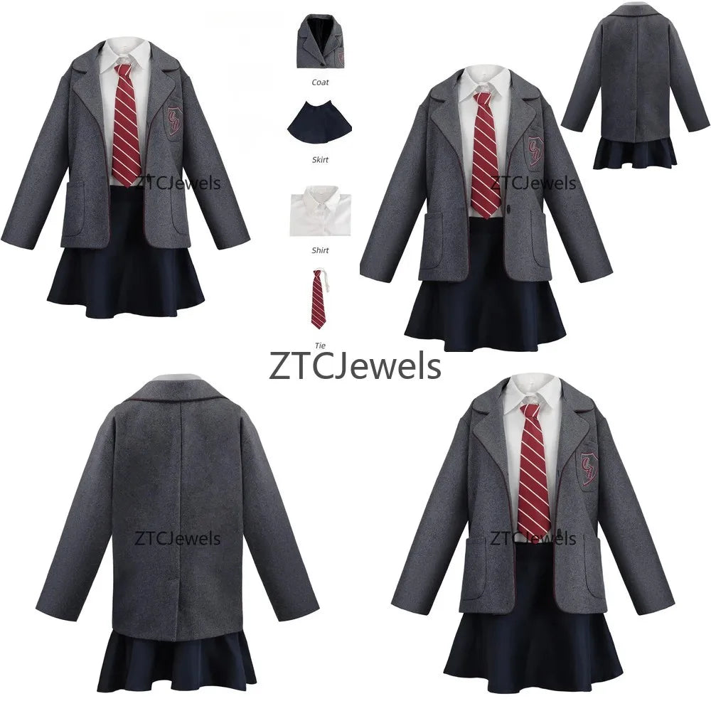 Matilda Cosplay Costume Girls School Uniform Jacket Shirt Skirt Tie Set Halloween Party Stage Musical Outfit