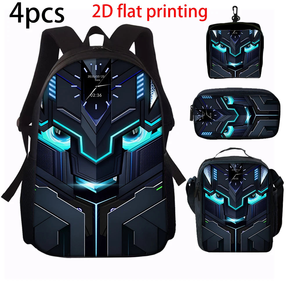1/2/3/4/5PCS Robot Graphic Backpack Set | Ideal for Daily Travel