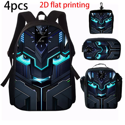 1/2/3/4/5PCS Robot Graphic Backpack Set | Ideal for Daily Travel