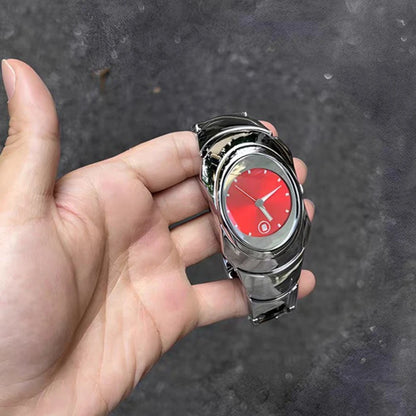 Hot Quartz Watch Mens Y2k Red Alien Style Green Creative Blade Design Special Fashion Unique Steel Men Watch Personalize AAA Clock