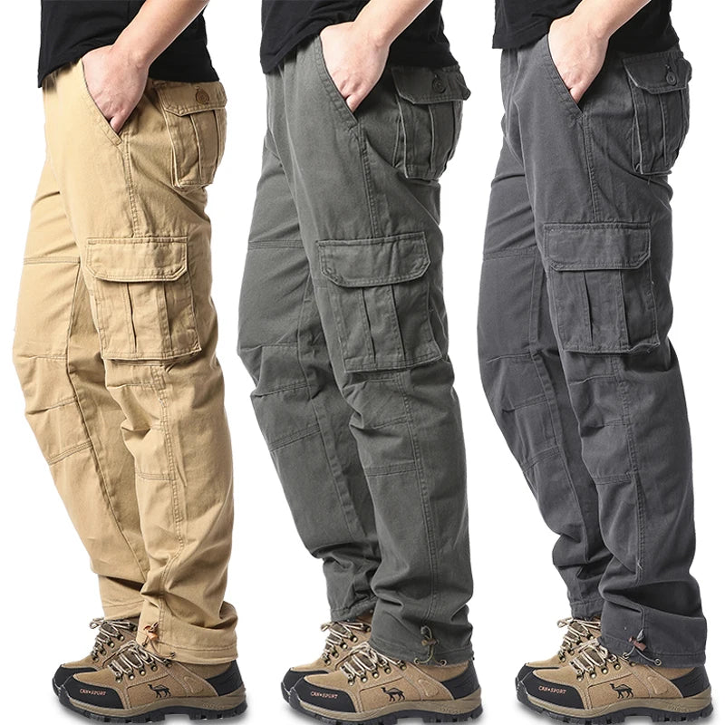 Large Pocket Loose Overalls Men's Outdoor Sports Jogging Tactical Pants Elastic Waist