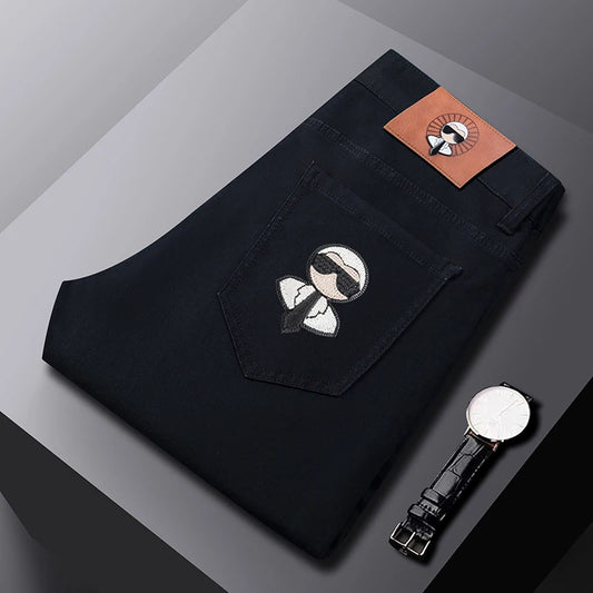 Fashion Men Jeans Stretch Straight Leg Casual Slim Fit Denim Pants Male Brand Luxury Design