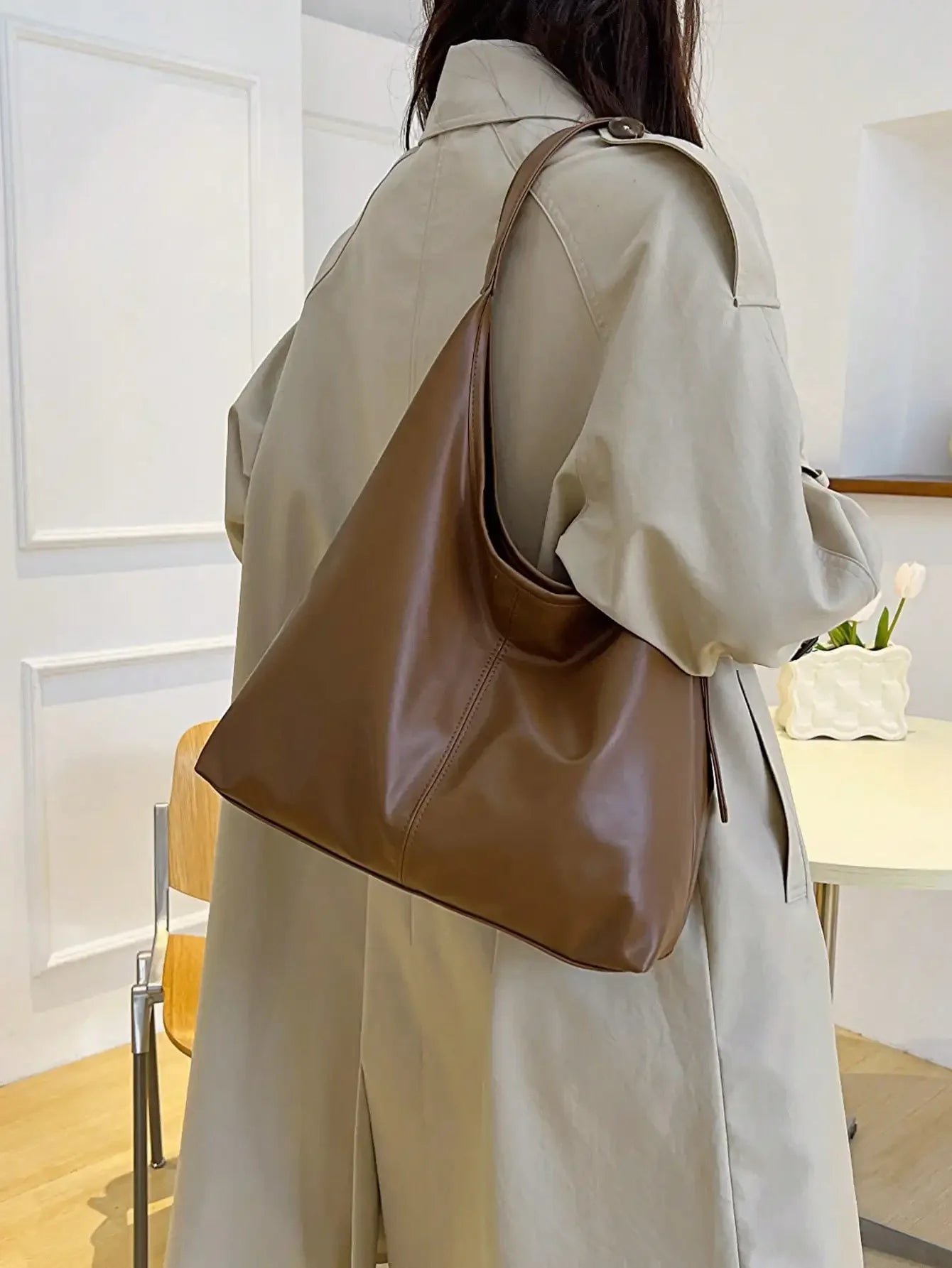 Large Capacity Solid Color Women's Shoulder Bag, Multifunctional Crossbody Bag,