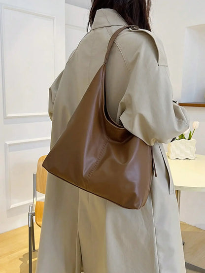 Large Capacity Solid Color Women's Shoulder Bag, Multifunctional Crossbody Bag,