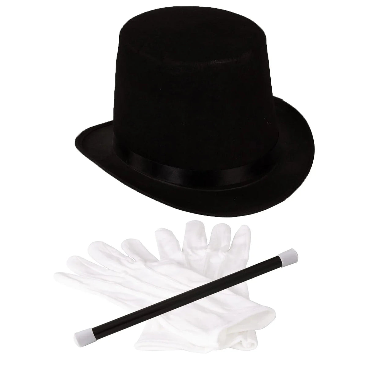 Fun party hat magician costume 3pcs magician dress up costume baton hat wand gloves set Adult Stage Performance Costume