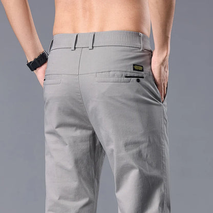 Business Straight Ice Silk Casual Pants Men Spring Summer Thin Breathable Fashion Trousers Classic Men's Clothing Luxury Pants