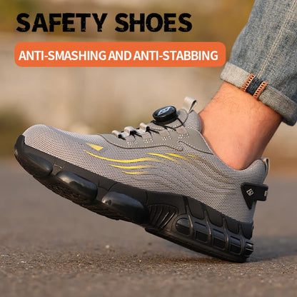 Air Cushion Soft Sole Men's Anti-smash Non-Slip Breathable Work Safety Shoes Men's Steel Toe Puncture Proof Anti-skid Work Safet