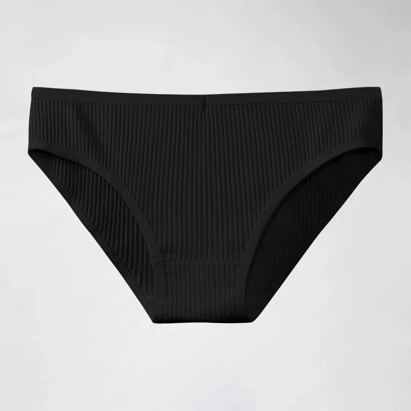 Women's pure cotton underwear women's comfortable breathable striped 100% cotton crotch briefs mid-waist simple girl underpants