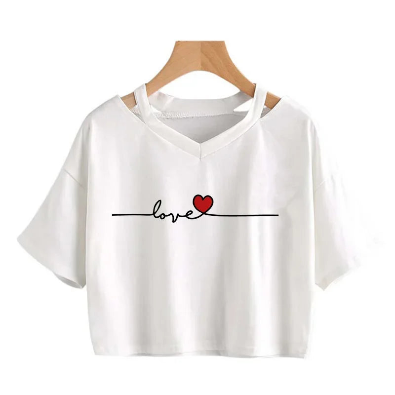 2000s Y2k Print Women Tee Shirt Harajuku Gothic Cropped Mange Tshirt Funny Graphic T-shirt Korean Style Casual Crop Tops Female