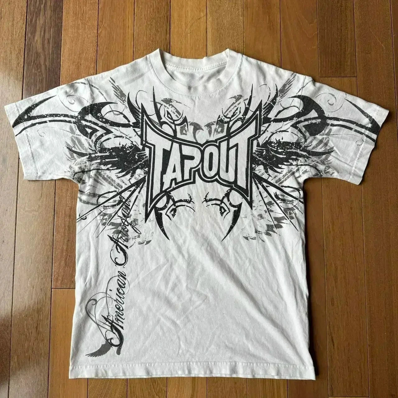 2000s Tapout T Shirt Punk Hip Hop Graphic Letter Print Oversized TShirt Womens Mens Round Neck Cotton Short Sleeve Tops Clothing