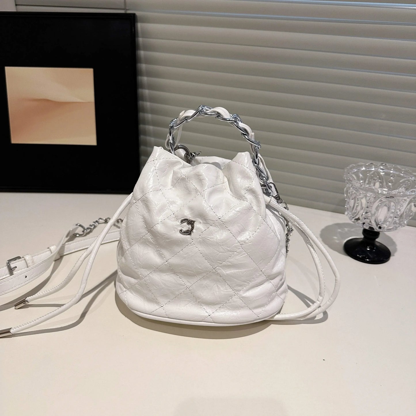 Channeled Bag Women designer makeup bag High Quality Sheepskin Diamond Lattice Handle Vanity Box Tote Bags Crossbody Shoulder Co