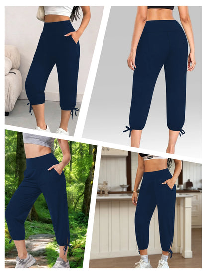 Womens Yoga Pants Capri Loose Workout Sweatpants Comfy Lounge Joggers with Pockets