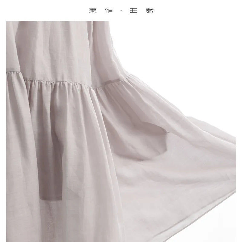 60-Count Pure Ramie Cake Skirt, Mid-Length Beach Vacation Skirt for Women, New Summer 2026 Style
