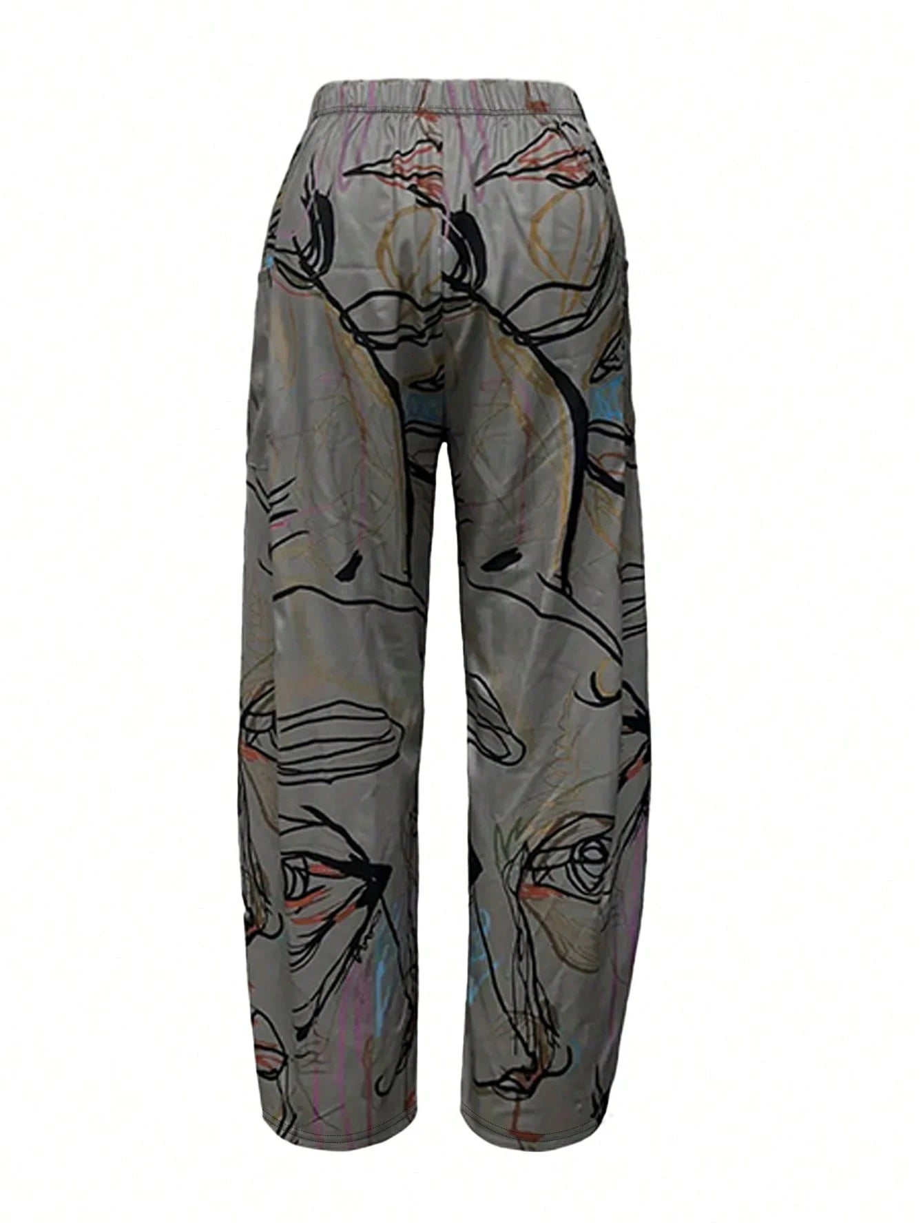 Plus Size Casual high waisted wide leg pants, loose straight leg, random printed pants, women's pants