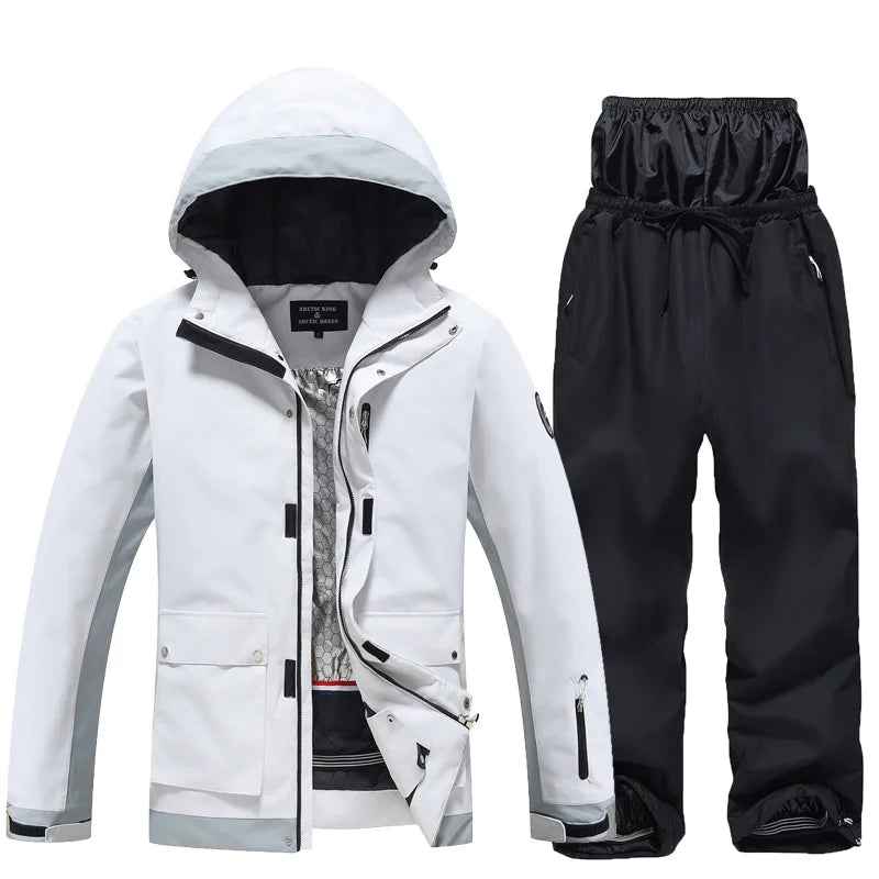 New Men's Women's Ski Suit Winter Outdoor Snow Wear Waterproof Windproof Thickened Warm Ski Clothing Jacket Pants Set Couple