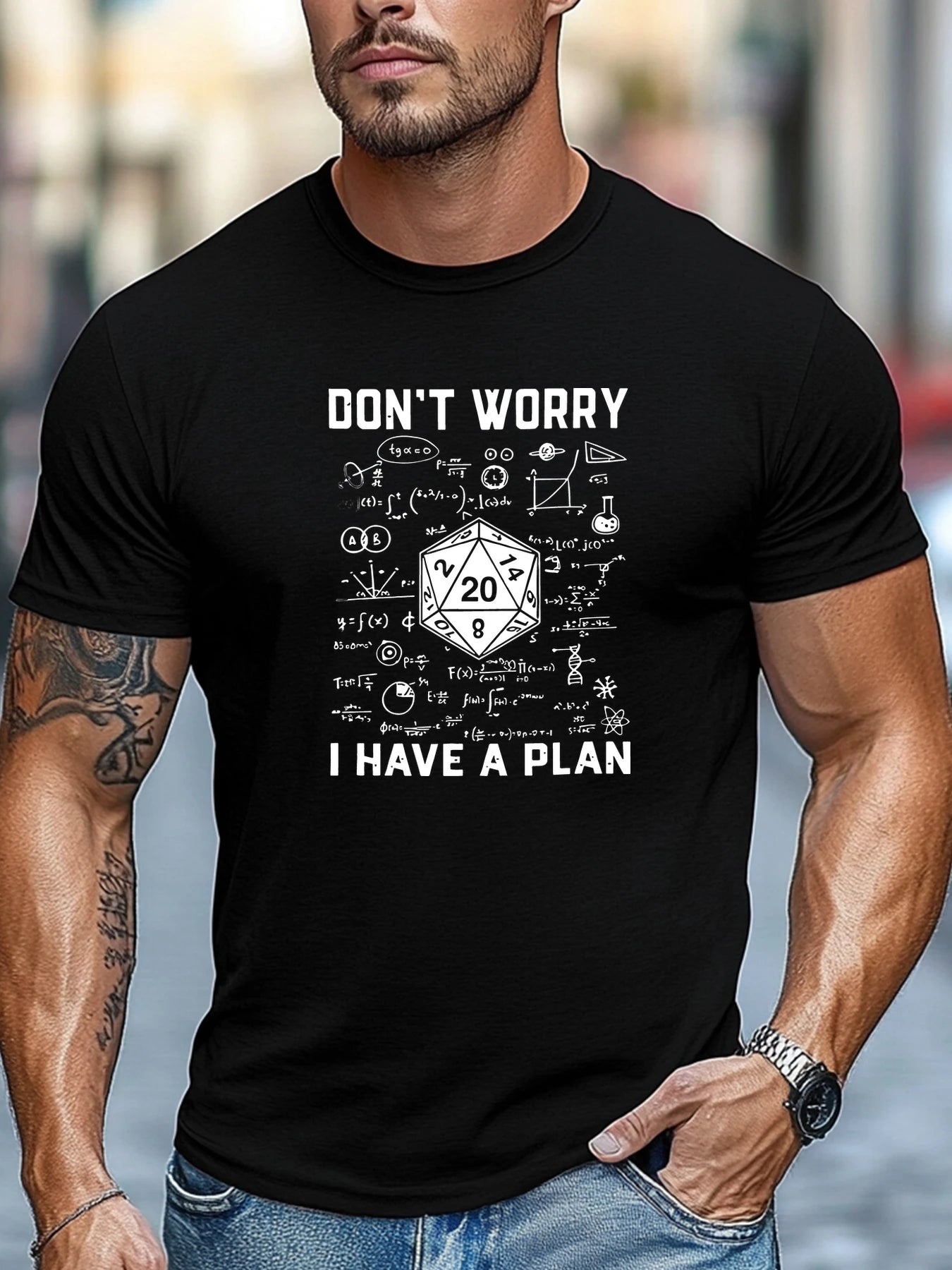 Plus-Size Men's T-Shirt, Simple and Clean, Relaxed and Casual, Men's Don't Worry I Have a Plan Graphic Tee