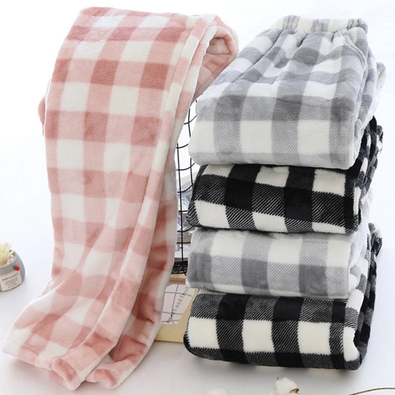 Men Autumn Winter Full Length Pajama Pants Thicken Flannel Sleep Bottom Casual