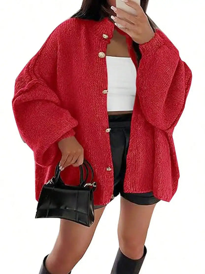 Womens Oversized Loose Fall Sweater Cardigans Long Lantern Sleeve Button Down Chunky Knit Coats