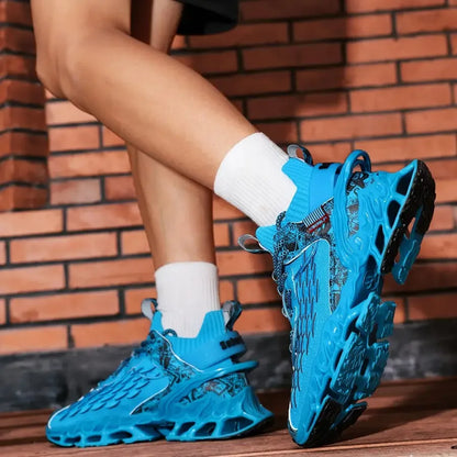 Men's Running Shoes Breathable Shock-Absorbing Lightweight Low-Top Sneakers Vibrant Blue TPU Sole and EVA Cushion for Gym Hikin