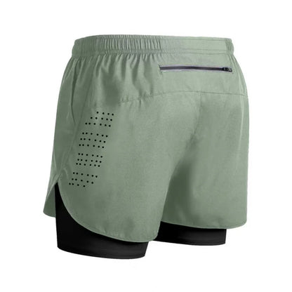Summer Men's Reflective Running Shorts Fitness Quick Drying Double-Layer Shorts Men's Exercise Training Bodybuilding Shorts