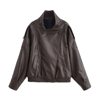HH Women Autumn Elegant Street Style Coats Woman Asymmetric Button Pocket Long Sleeves Black Loose Zipper Slim Jackets