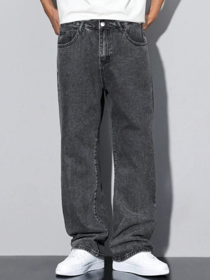 2026 New Style Streetwear Straight-Leg Jeans for Men, Fashionable Straight-Leg Loose-Fit Denim Pants