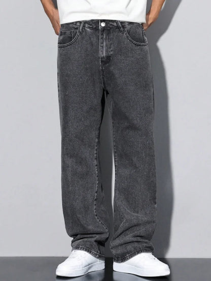2026 New Style Streetwear Straight-Leg Jeans for Men, Fashionable Straight-Leg Loose-Fit Denim Pants