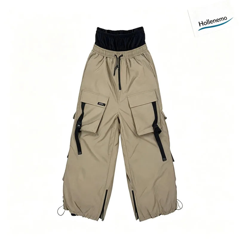 Men Women Winter Ski Snowboard Pants Cargo Multi‑Pocket Waterproof Windproof Drawstring Waist Adjustable Cuff Purple SnowTrouser