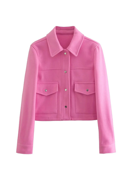 HH Jackets For Womens Autumn Fashion Solid Front Pockets Button Long Sleeve Jacket Elegant Woman Casual Outerwear Coat