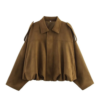 MUJER 2025 Suede Bomber Jackets for Women Outerwears Oversized Jacket Woman Streetwear Zip Women's Coats Padded Varsity Jackets