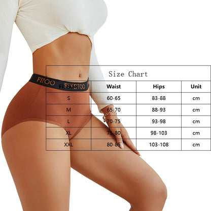 FINETOO 5Pcs Cotton Women Panties High Waist Breathable Soft Ladies Underwear Elastic Waistband Briefs S-XXL Comfortable Briefs