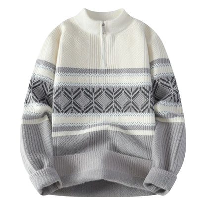 Men's Fashion stripe pattern Sweaters 2024 Autumn/Winter Loose Knittwear Men sweater youth Thick Warm wool pullovers M-4XL ﻿