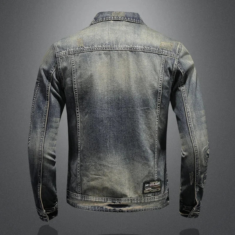 2026 winter denim jacket male Fashion Trench Coat Trend Jacket Men's Casual jackts men classic style denim Coat men full M-4XL