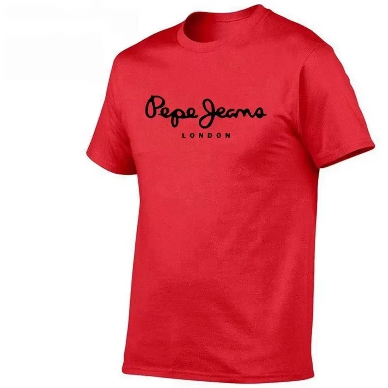 2026 New Pepe Jeans London Logo T-Shirt, Summer Men's Short-Sleeve Trendy Fashionable Pure Cotton Top, Street Style T-Shirt Clot