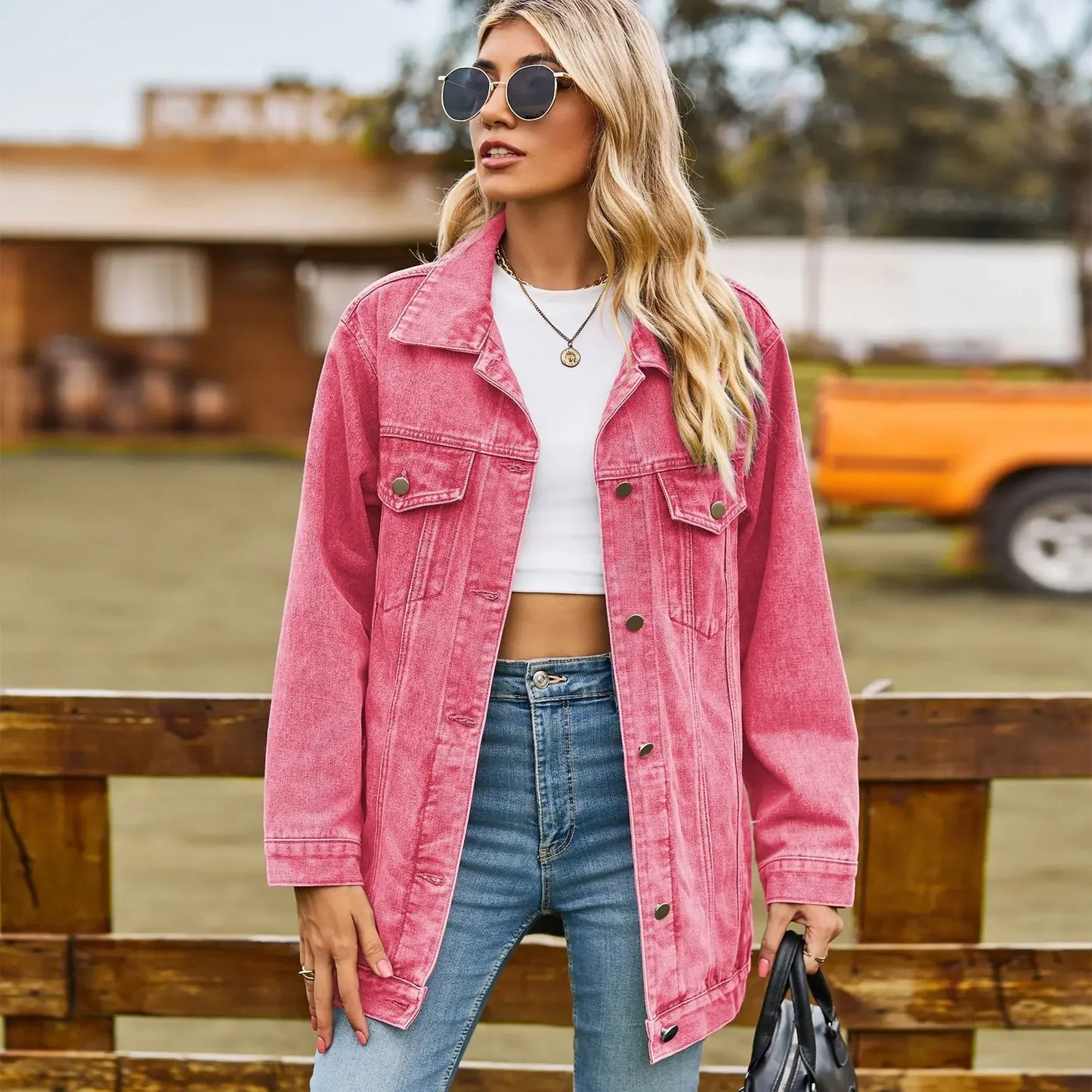 Vintage Denim Jacket Women Autumn Winter Loose Lapel Single-breasted Cardigan Coat Ladies Fashion Casual Commuter Outerwear 2024