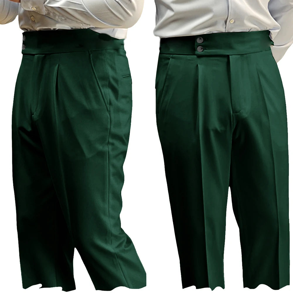 New Casual Solid Color Suit Trousers Men Spring Trendy Belt High Waist Pants Male Business Office Fashion Pleated Straight Pants