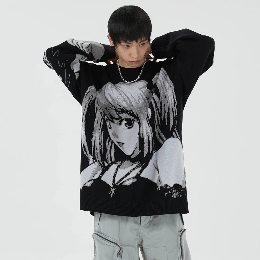 Anime Kawaii Winter Men Gothic Clothes Goth Man Sweater Men's Cartoon Women Tops