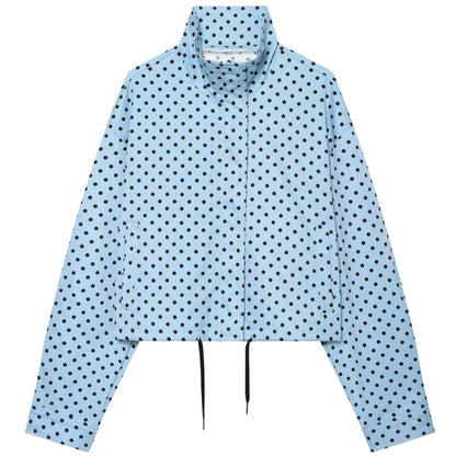 HXAO Polka Dot Bomber Jacket Women's Jackets Demi-Season Oversized Long Sleeve Top Outerwear Aviator Plus Size Zip Up Crop Coats