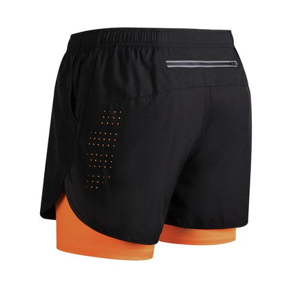 Summer Men's Reflective Running Shorts Fitness Quick Drying Double-Layer Shorts Men's Exercise Training Bodybuilding Shorts